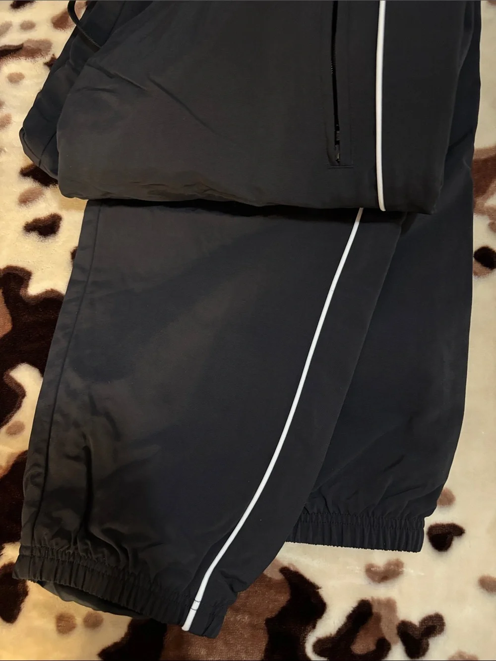 Adidas Black Track Pants with White Piping and Embroidered Crest - Picture 5 of 5